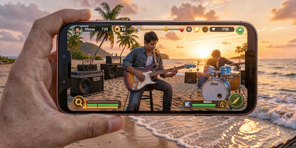 Screenshot dari gameplay Music yang menggugah semangat.