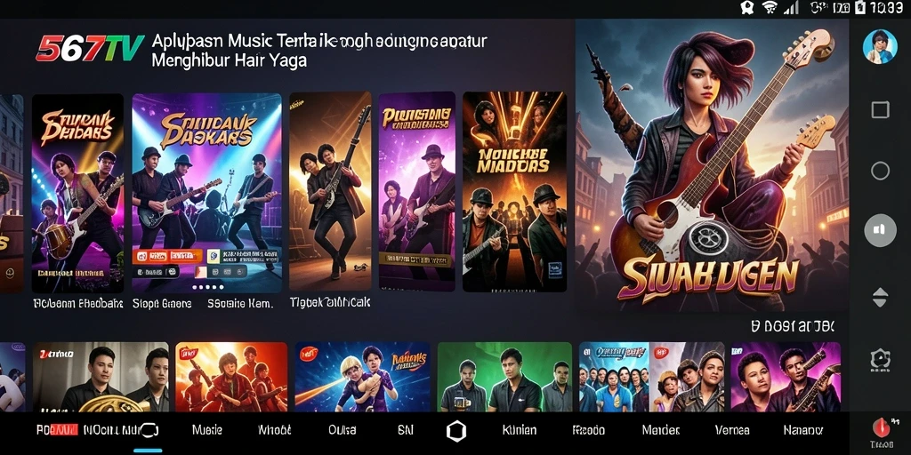 Screenshot gameplay 567TV menampilkan antarmuka aplikasi musik yang menarik.