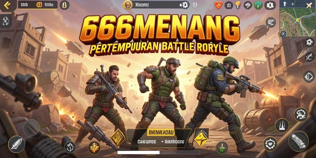 Screenshot utama 666MENANG menampilkan momen intens dalam Battle Royale.