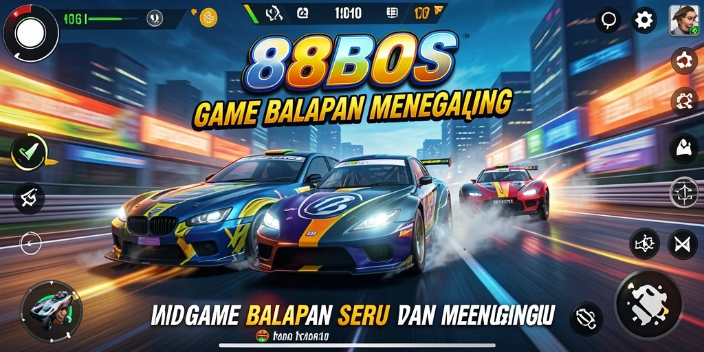 Tampilan gameplay 88BOS dengan balapan mendebarkan dan kompetitif.