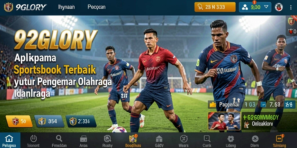 Tampilan screenshot utama 92GLORY yang menampilkan taruhan olahraga.
