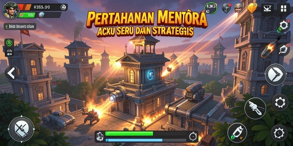 Tampilan menarik dari gameplay K3K3 yang penuh strategi Tower Defense.