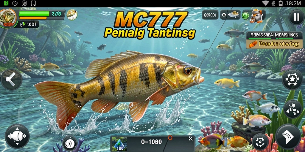 Gameplay MC777 menampilkan momen seru saat menangkap ikan besar.