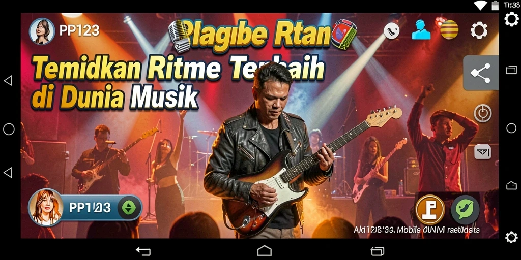 Tampilan gameplay PP123 menampilkan pengguna berinteraksi dengan alat musik.