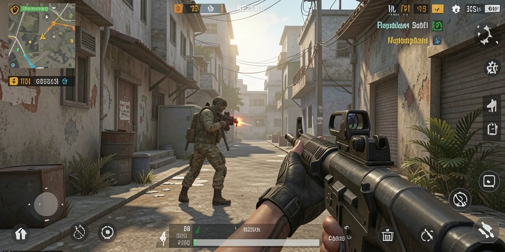 Tampilan gameplay <strong>REZIXO</strong> yang intens dan menegangkan.