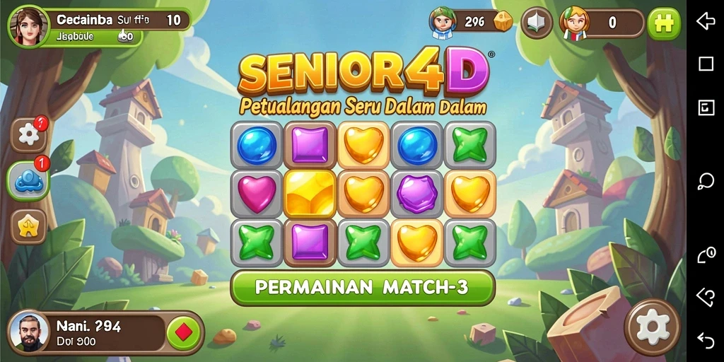 Tampilan gameplay SENIOR4D yang penuh warna dan menantang.