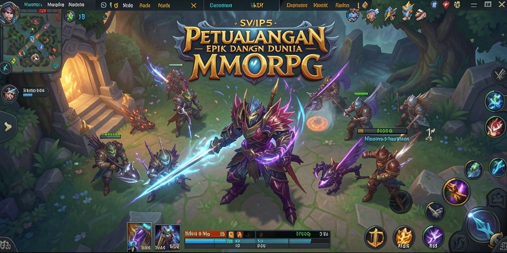 Screenshot gameplay SVIP5 yang menampilkan pertempuran epik dalam dunia MMORPG.