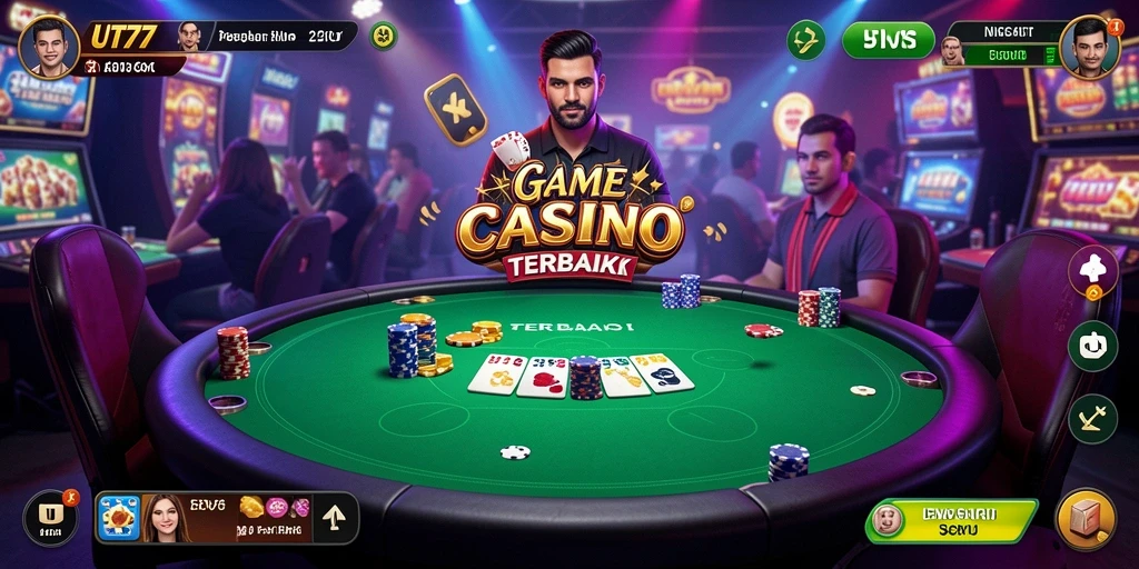 Screenshot UT77 menampilkan dealer dan permainan yang memikat dalam suasana Live Casino.